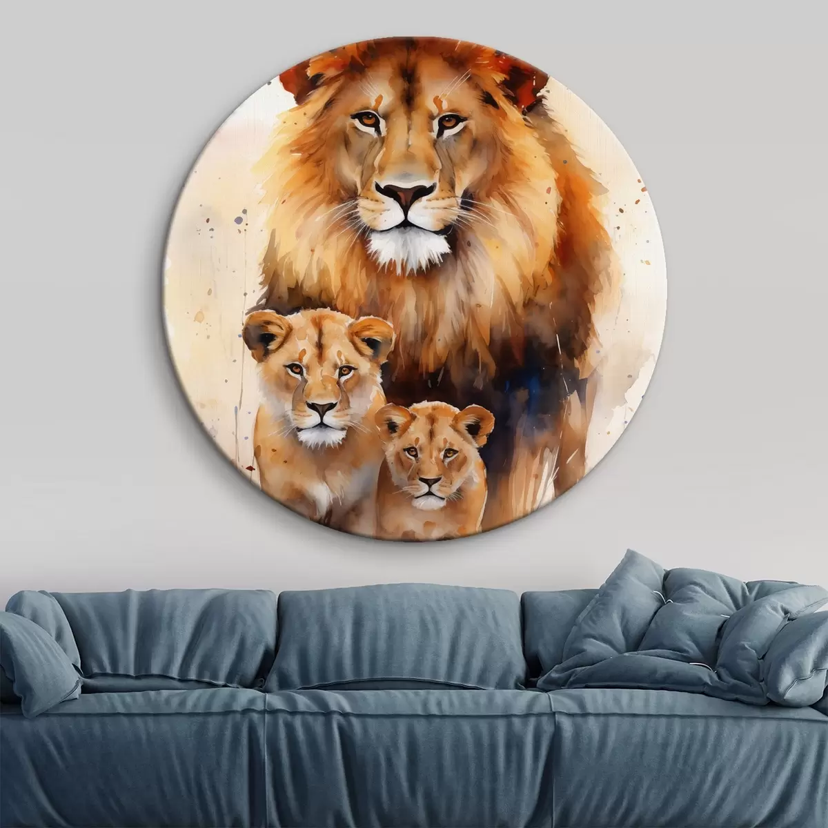 Runde Wandbilder Eine Familie von Löwen r44555