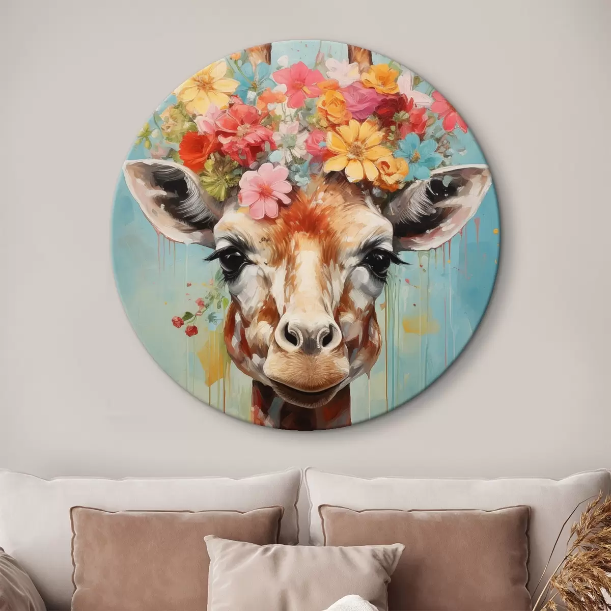 Runde Wandbilder Eine niedliche Giraffe r44557