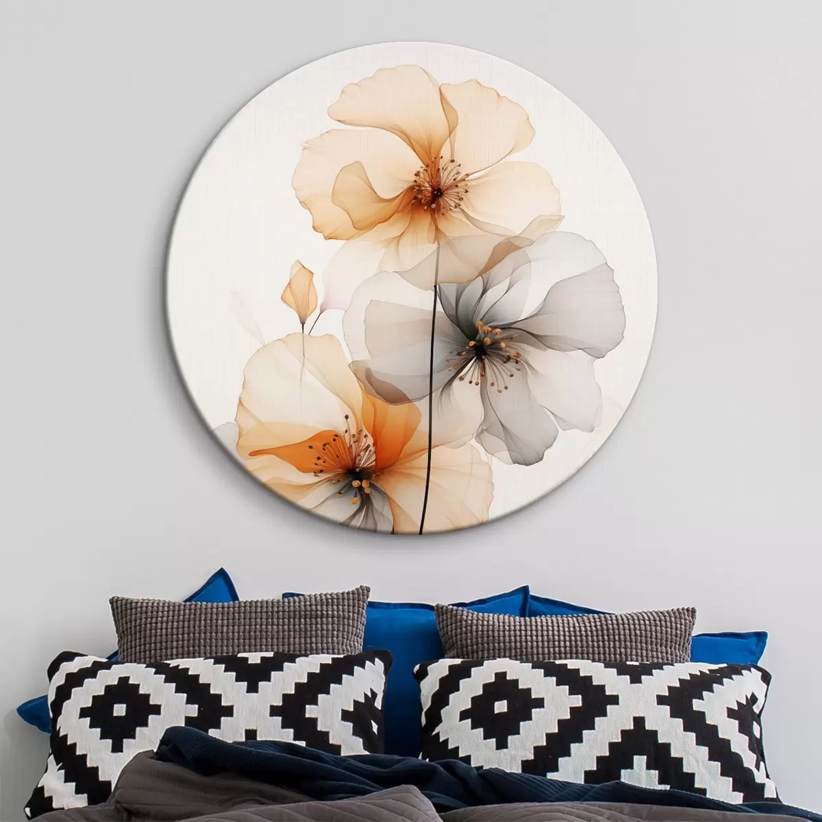 Runde Wandbilder Abstrakte durchscheinende Blumen r44558