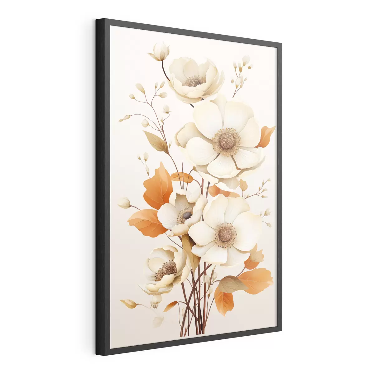 Poster Helle Blumen auf beigem Hintergrund f44549