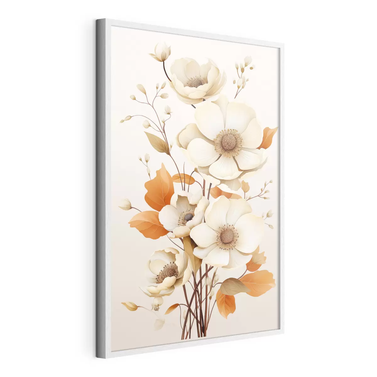 Poster Helle Blumen auf beigem Hintergrund f44549