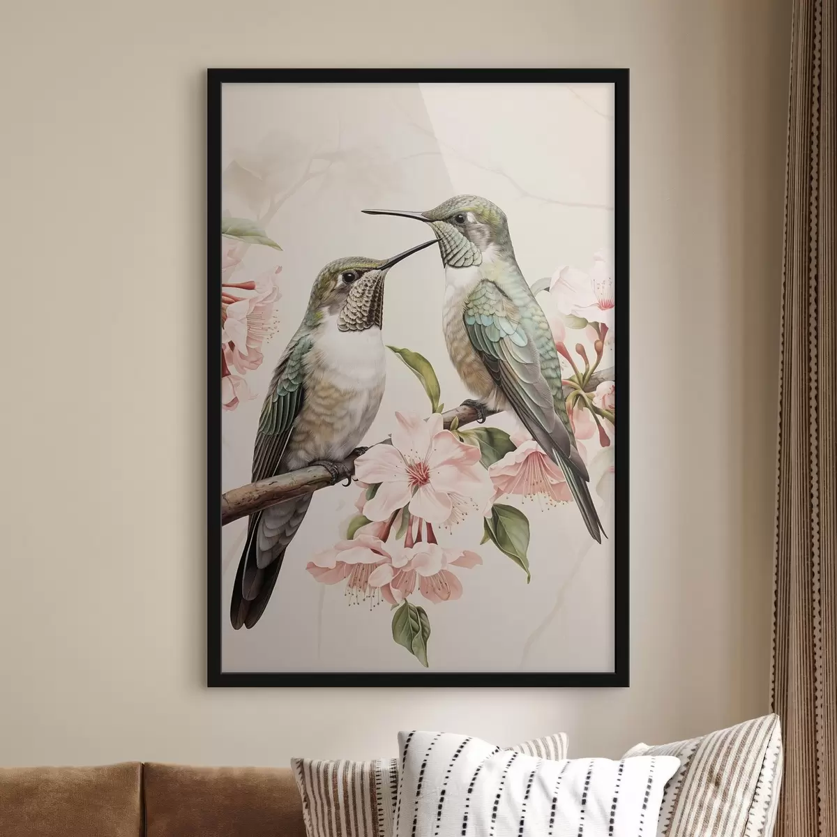 Poster Ein Vogelpaar auf einem Ast f44550