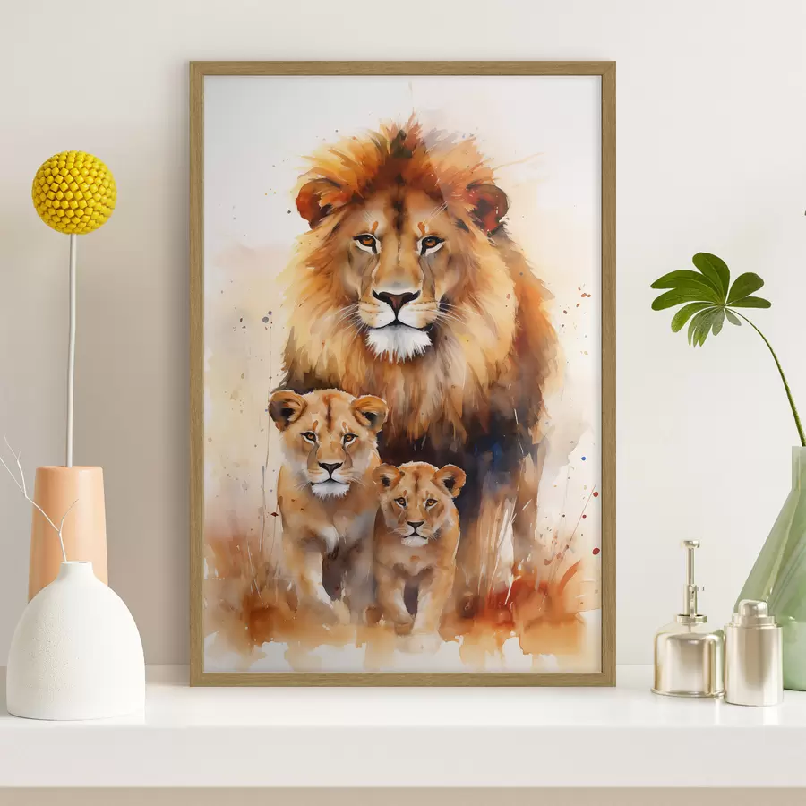 Fototapete Eine Familie von Löwen f44555