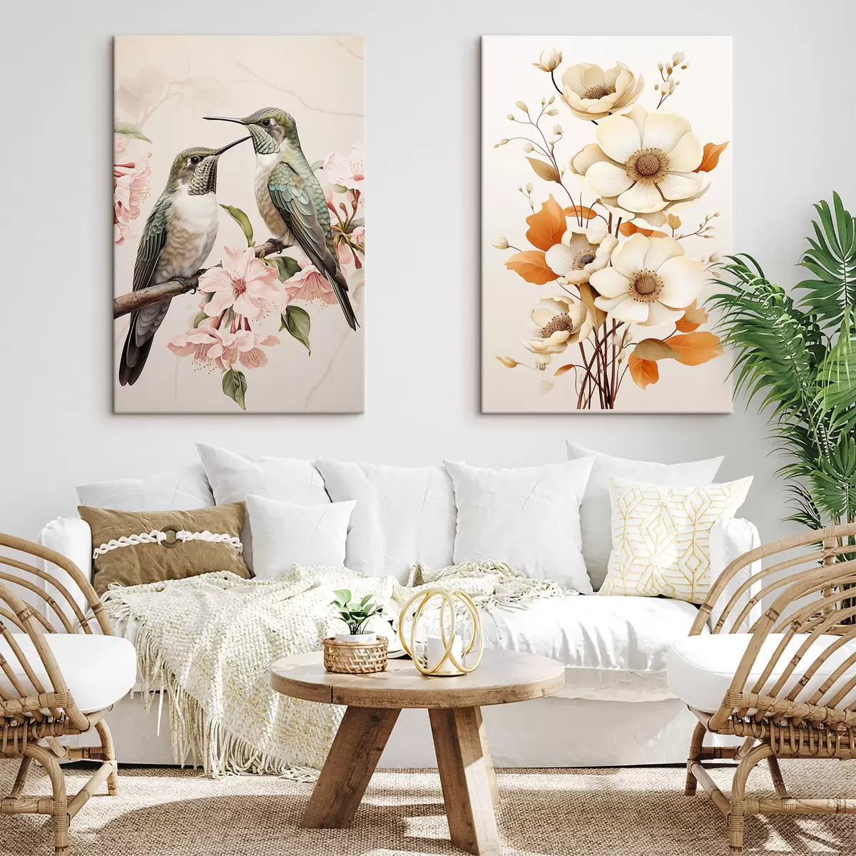 Fototapete Blumen und Vögel auf Zweigen m00560