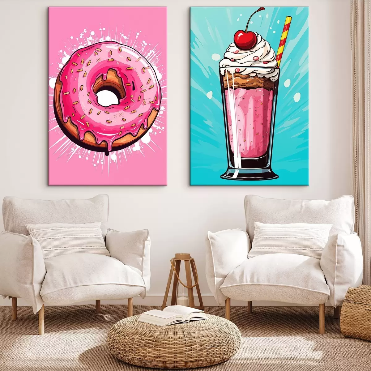 Fototapete Donut und Milchshake m00553