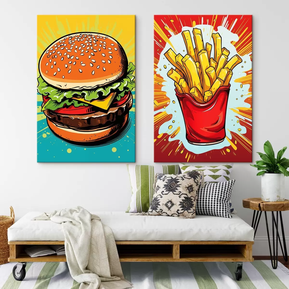 Fototapete Pommes Frites und Burger m00556