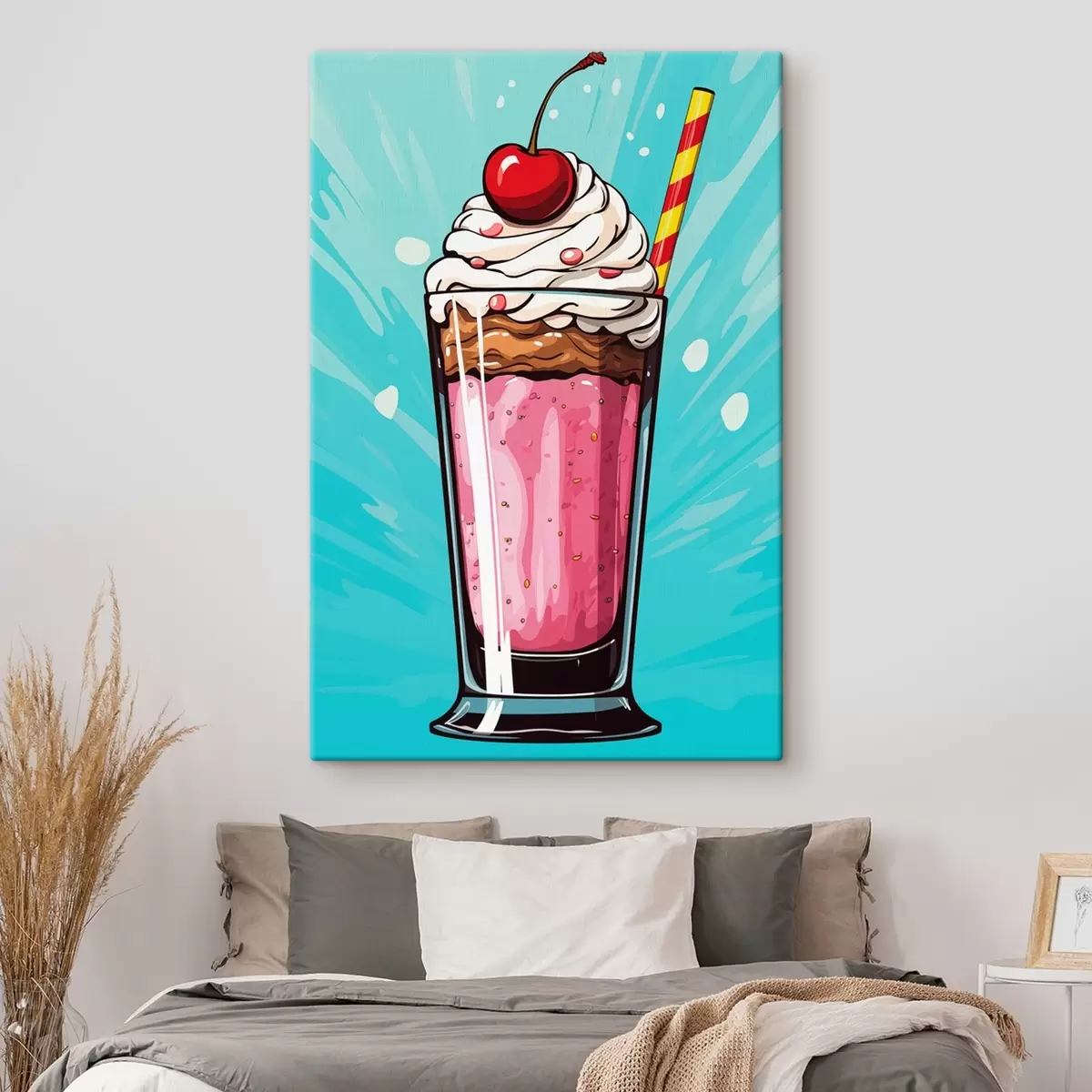 Fototapete Erdbeermilchshake mit Kirschen s45273
