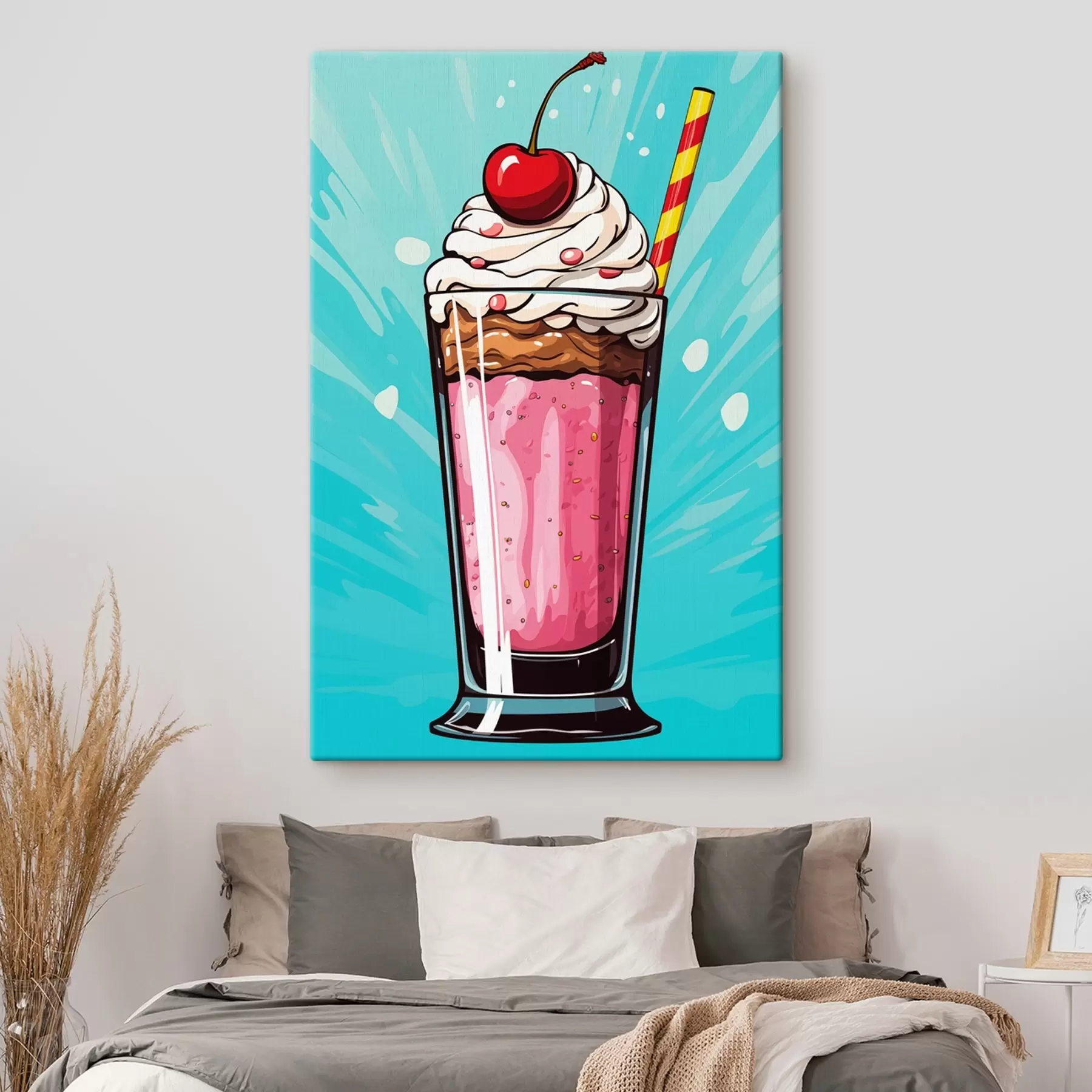 Fototapete Erdbeermilchshake mit Kirschen s45273