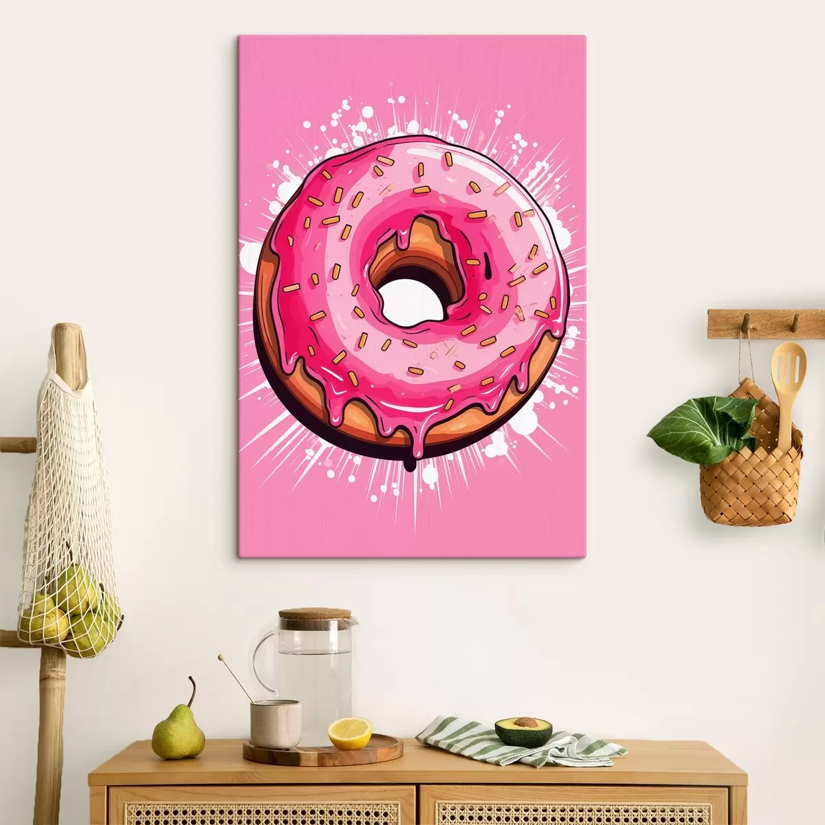 Fototapete Donut mit rosa Zuckerguss s45274