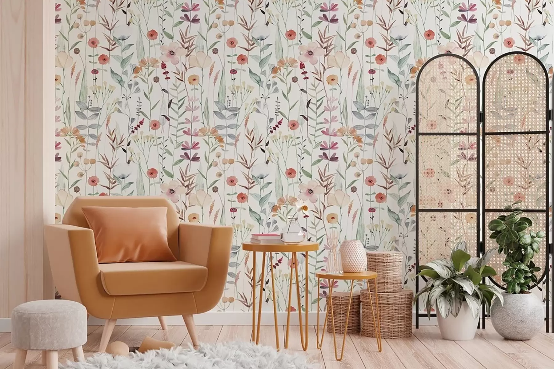 Fototapete Wilde Blumen im Boho-Stil u71737