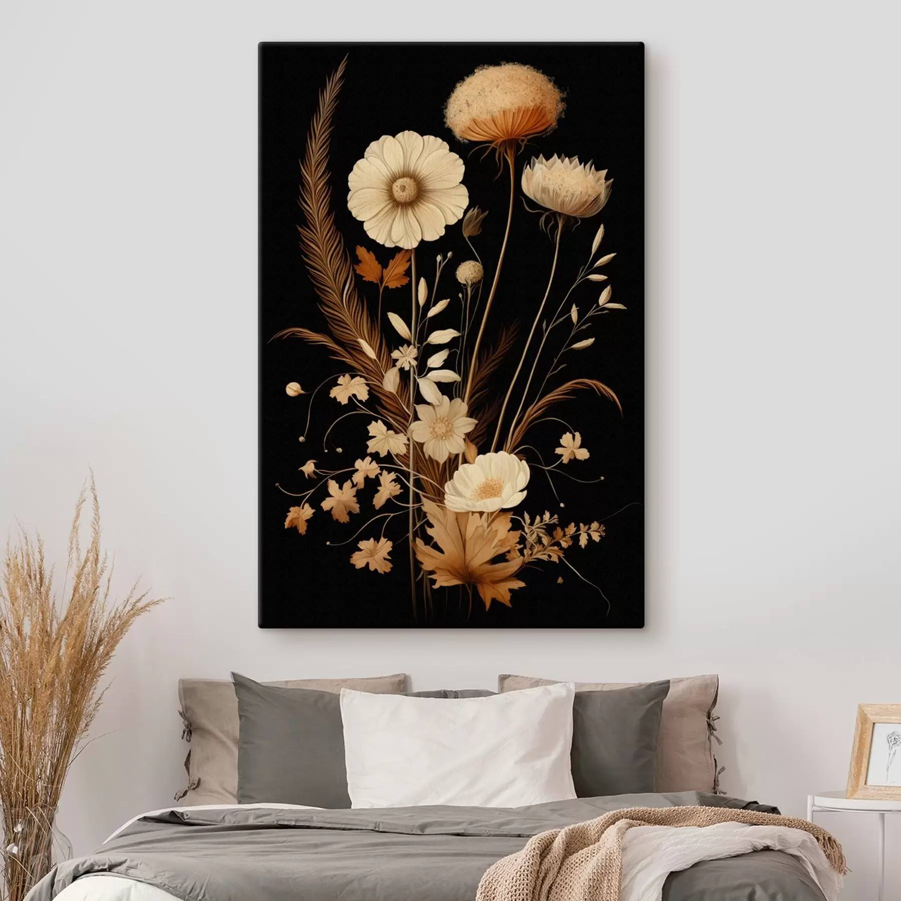 Fototapete Botanischer Blumenstrauß in warmen Tönen s45272