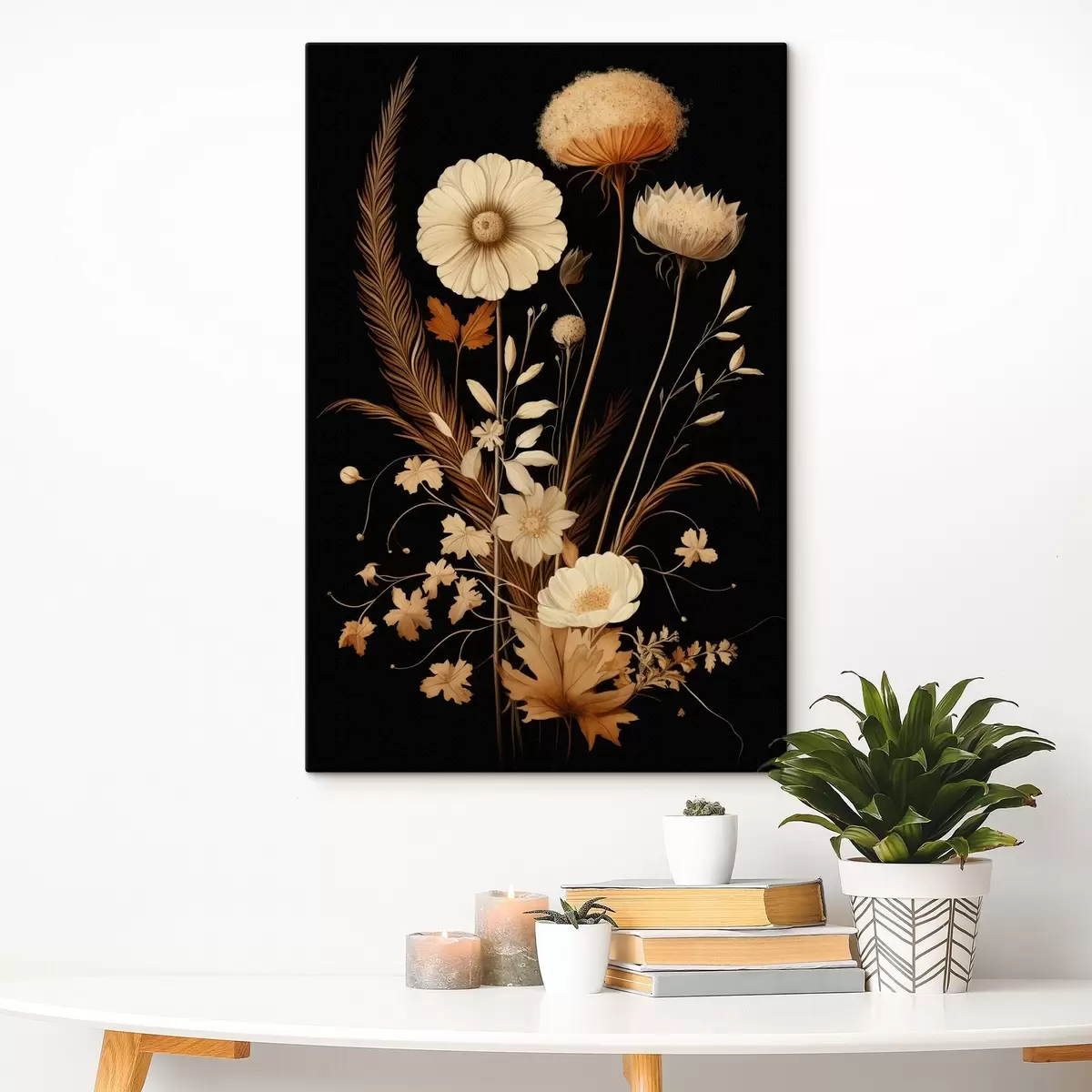 Fototapete Botanischer Blumenstrauß in warmen Tönen s45272