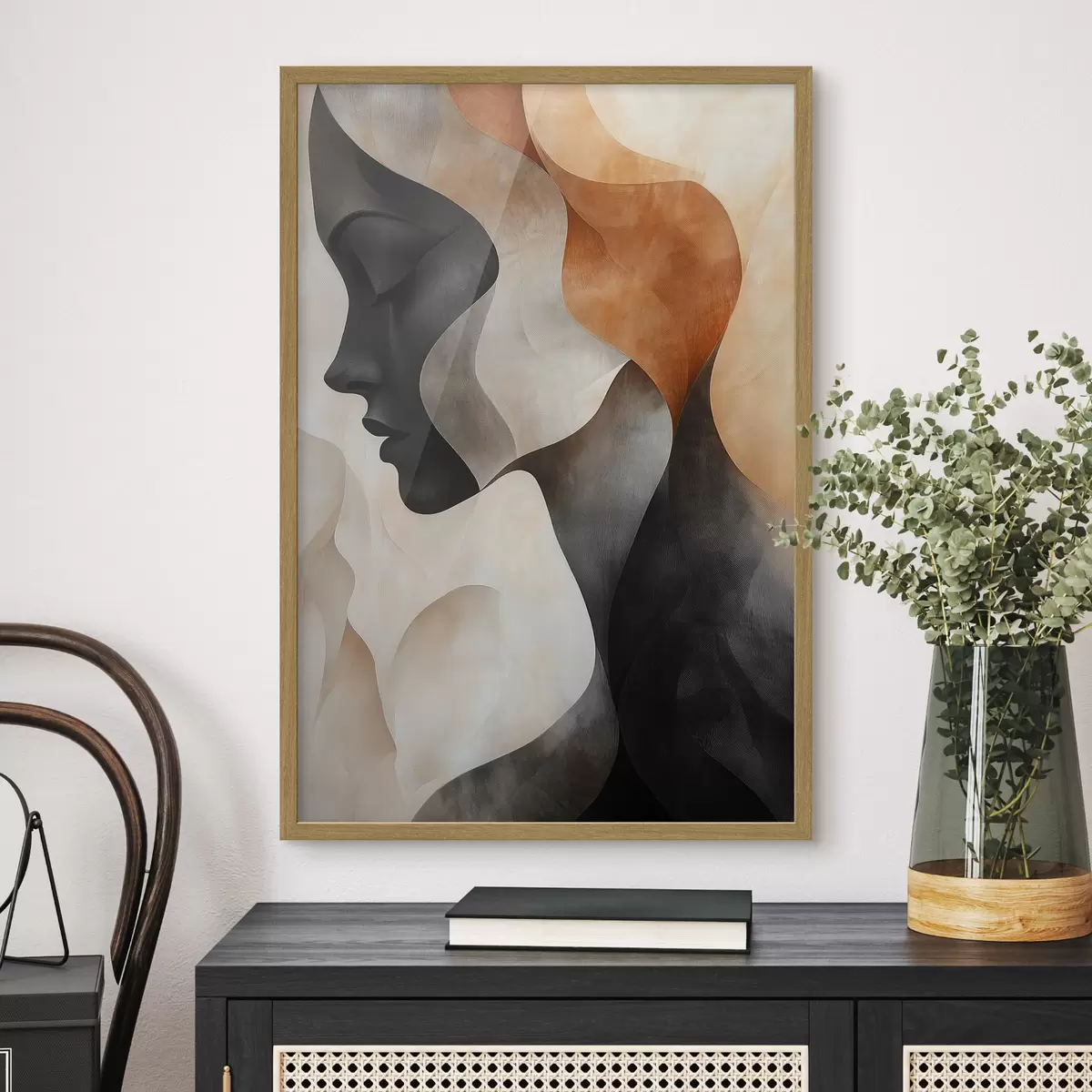Poster Abstraktion mit dem Porträt einer Frau f45235