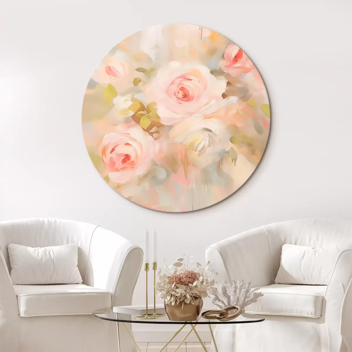 Runde Wandbilder Rosen Nachahmung Malerei r45302