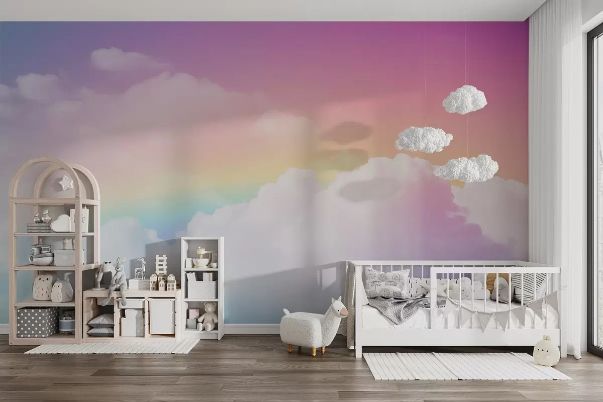 Fototapete Wolken und Regenbogen w04368