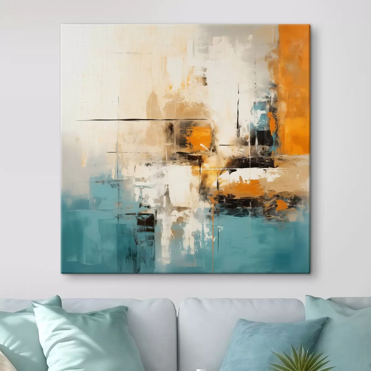 Fototapete Zeitgenössische Kunst mit strukturierten Pinselstrichen und hellen Akzenten s45041