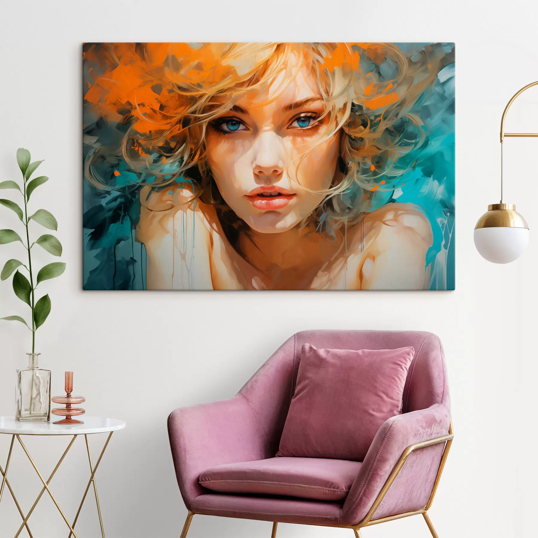 Fototapete Ausdrucksstarkes Frauenbild in abstrakt-realistischem Stil s45061