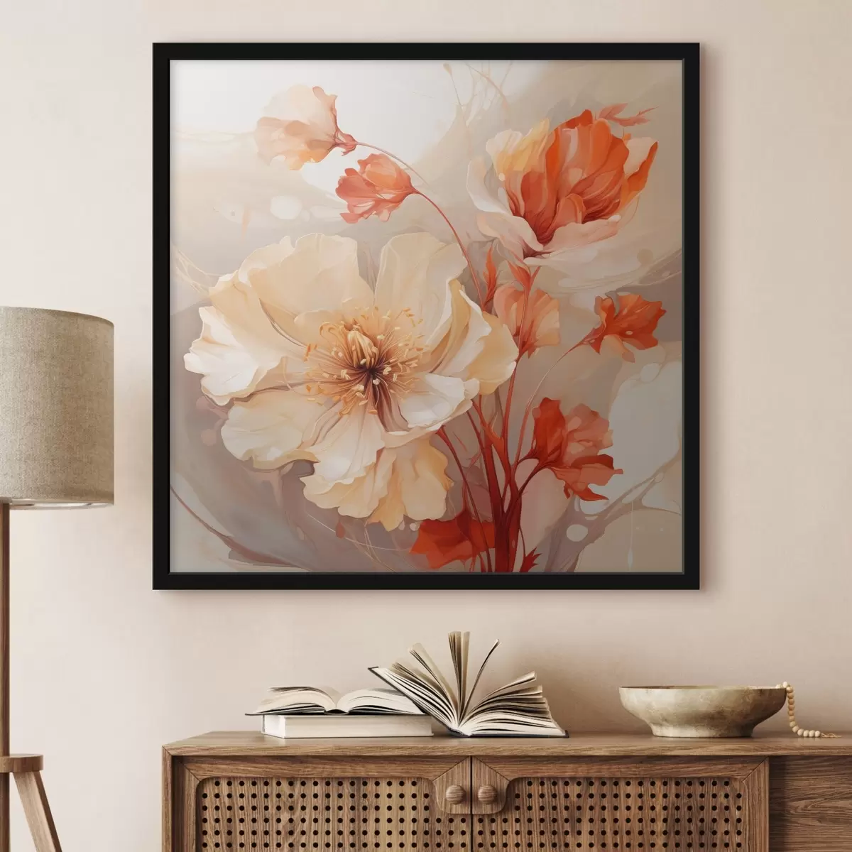 Poster Zauberhafte Blumen in Pastelltönen im verträumten Stil f45042