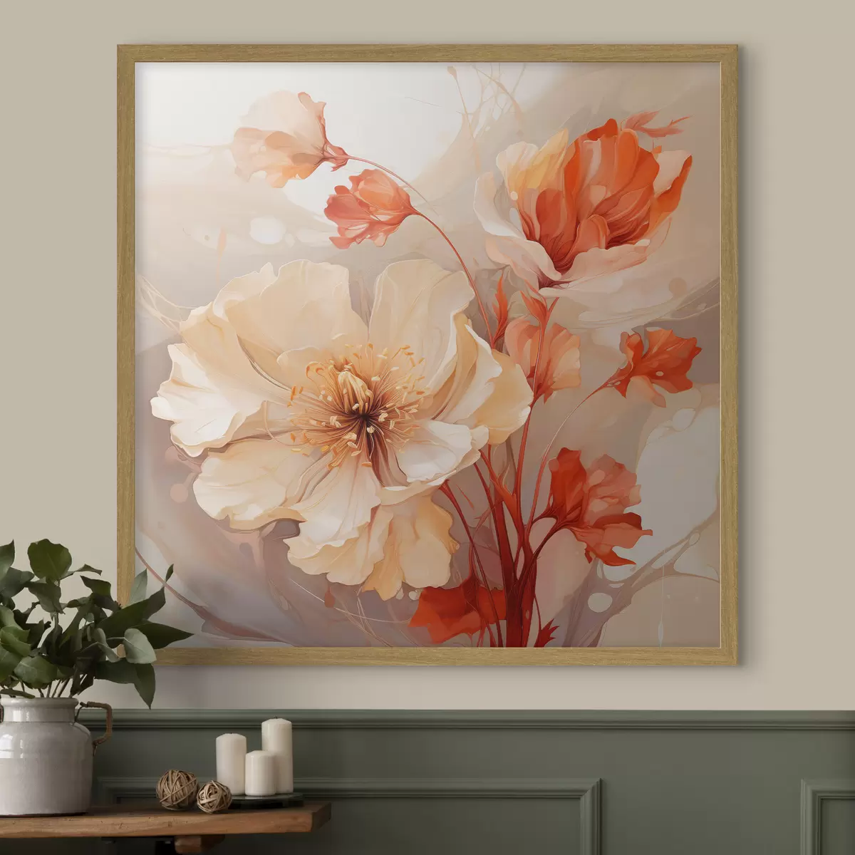 Poster Zauberhafte Blumen in Pastelltönen im verträumten Stil f45042