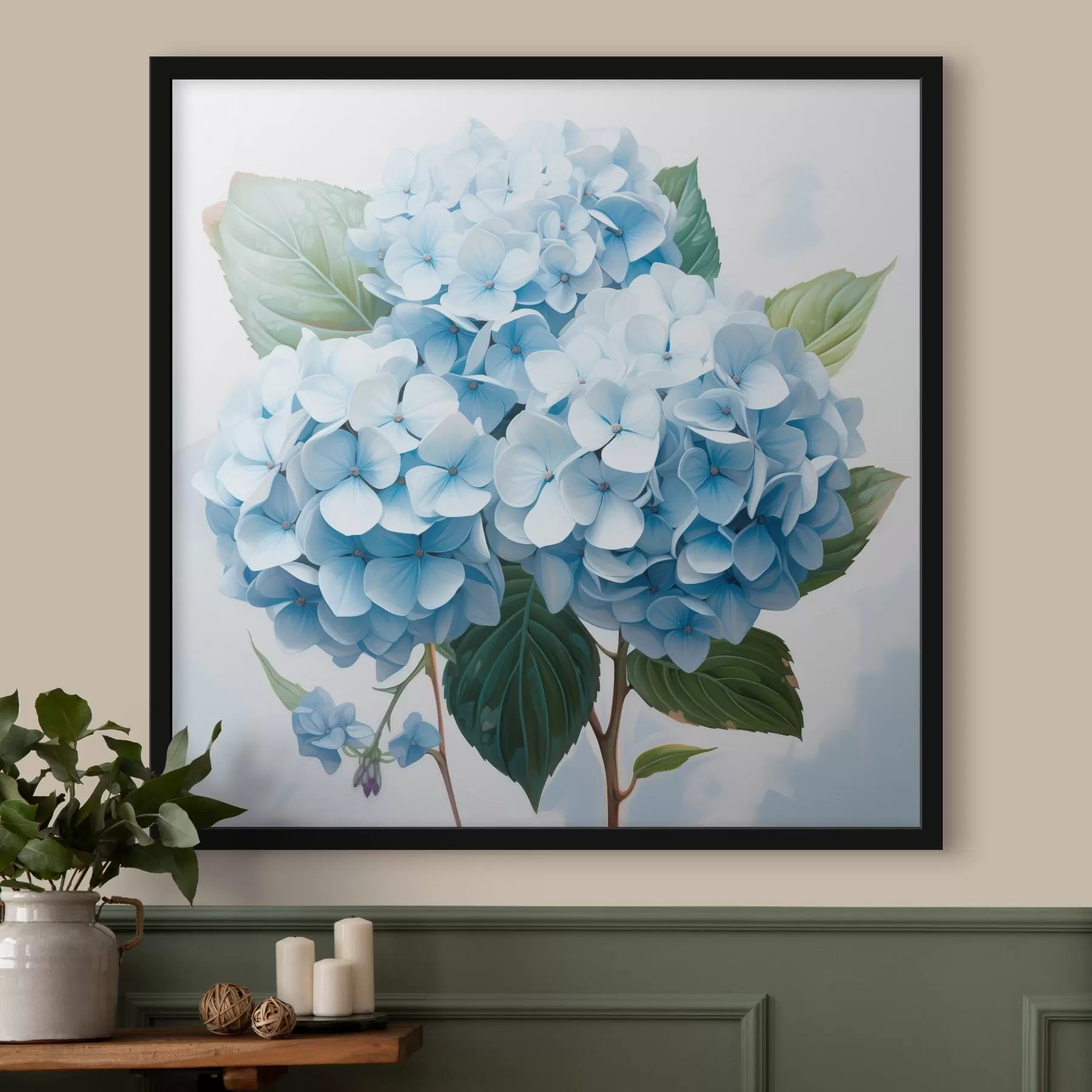 Fototapete Nahaufnahme von blauen Hortensienblüten f45044