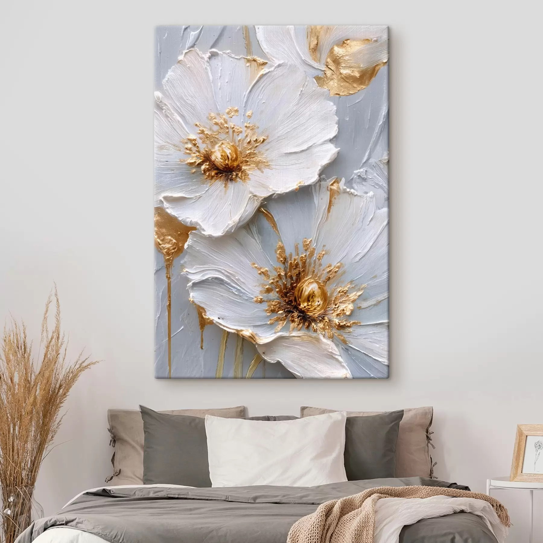 Fototapete Strukturierte Gänseblümchen: Impasto-Kunst mit ausdrucksstarken Pinselstrichen s45241