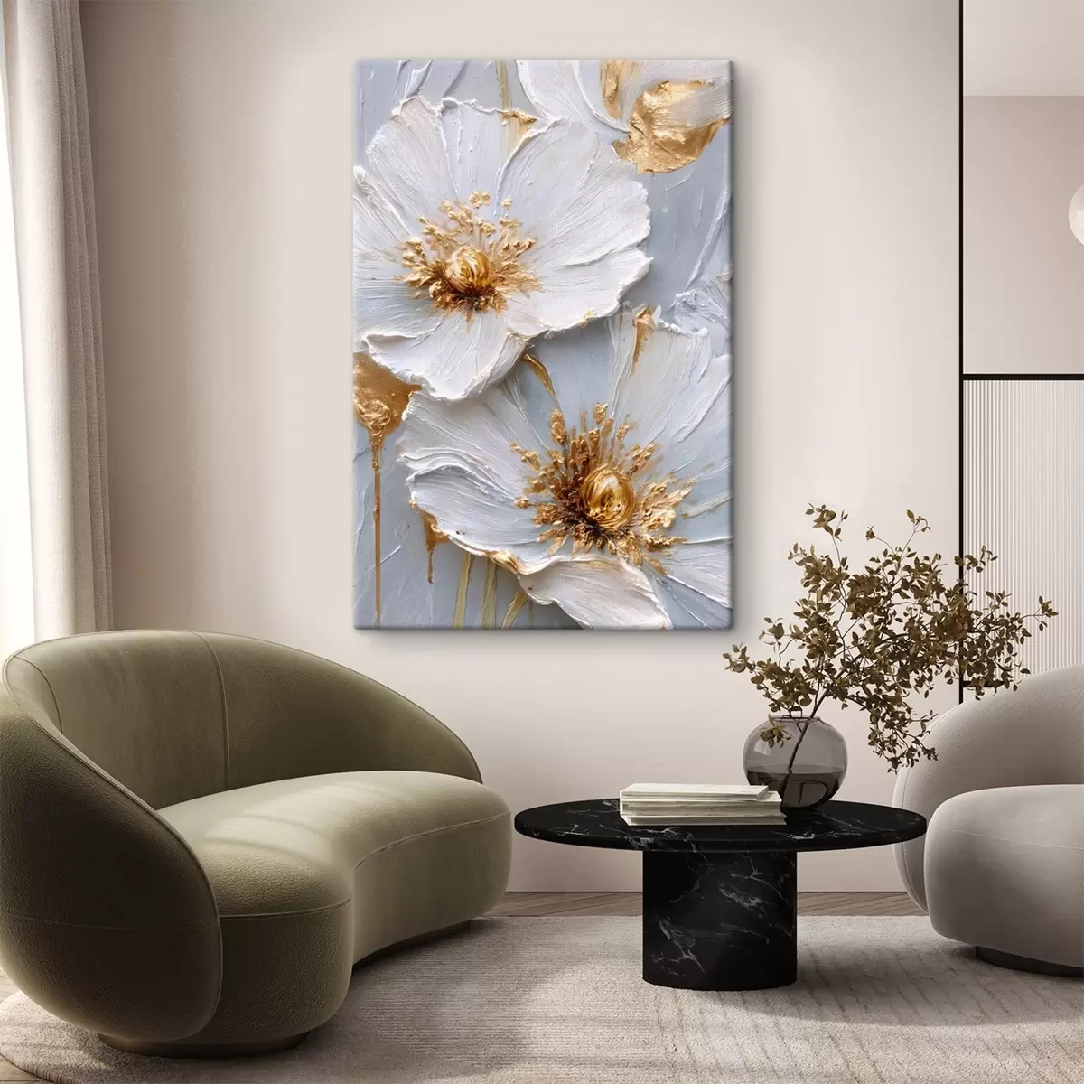 Fototapete Strukturierte Gänseblümchen: Impasto-Kunst mit ausdrucksstarken Pinselstrichen s45241