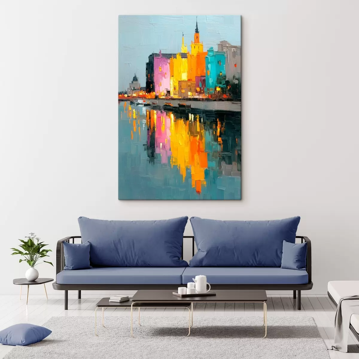 Fototapete Lichter der Stadt: lebendige Landschaft im Impasto-Stil s45242