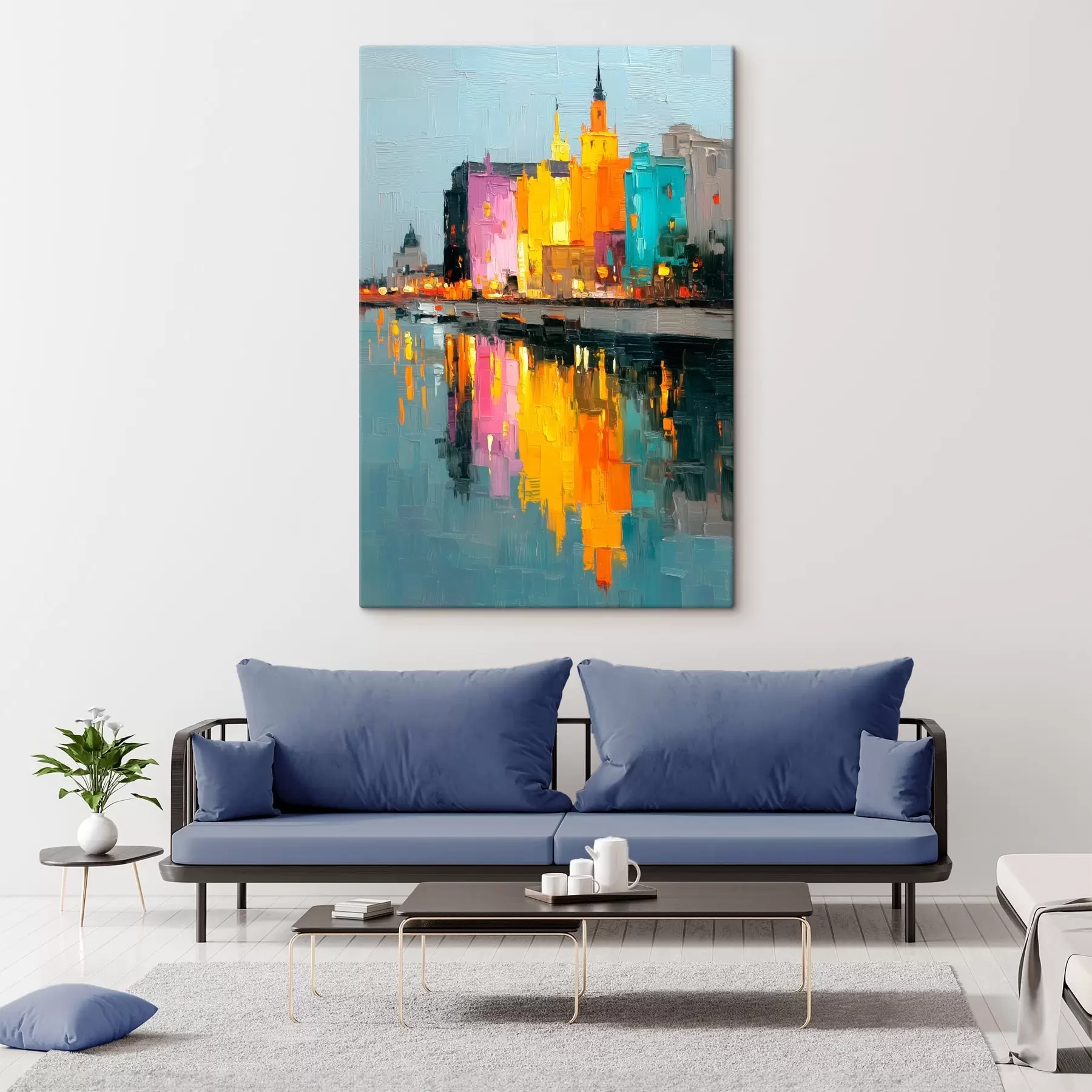 Fototapete Lichter der Stadt: lebendige Landschaft im Impasto-Stil s45242