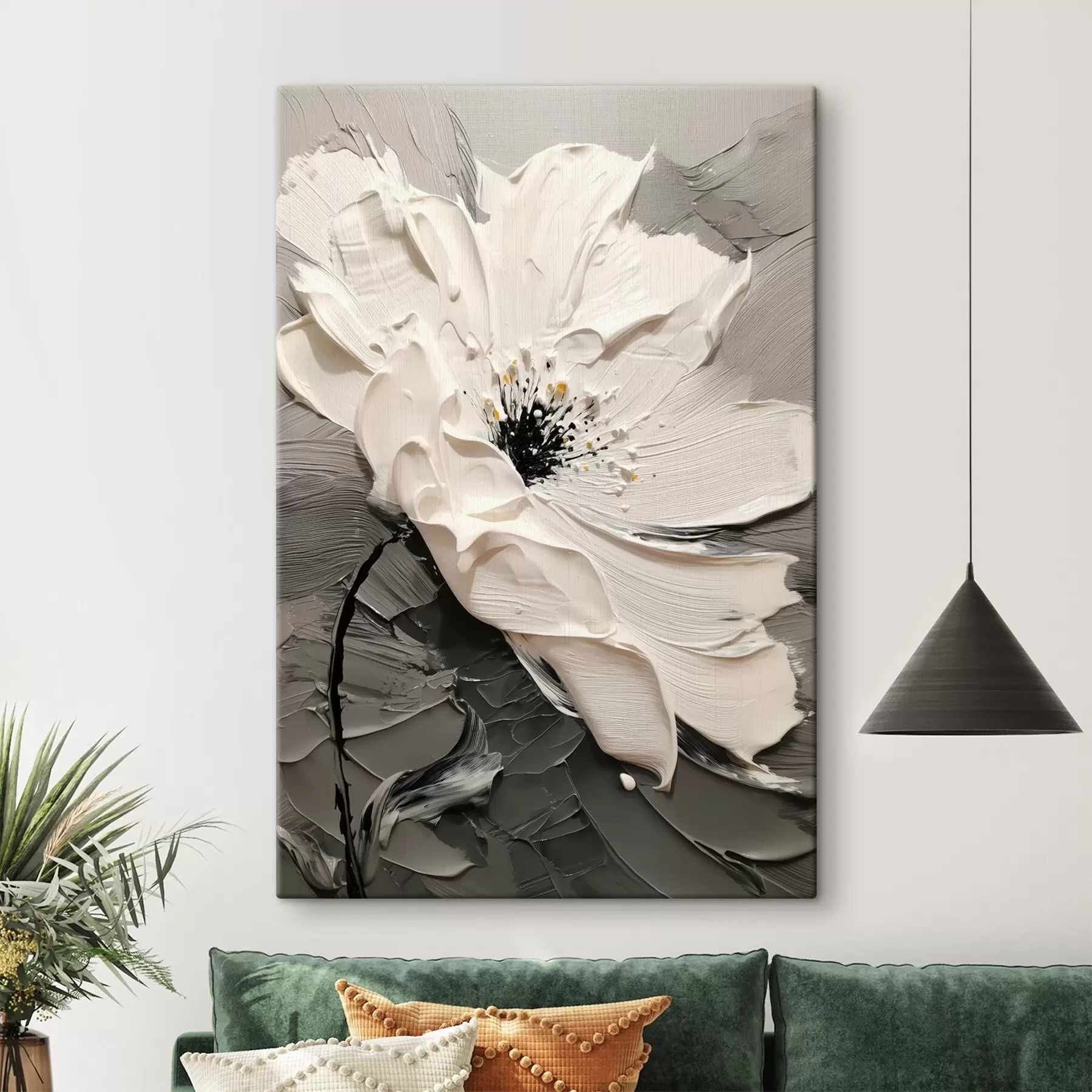 Fototapete Elegante Blüte: Modernes Gemälde mit geprägter Textur s45246