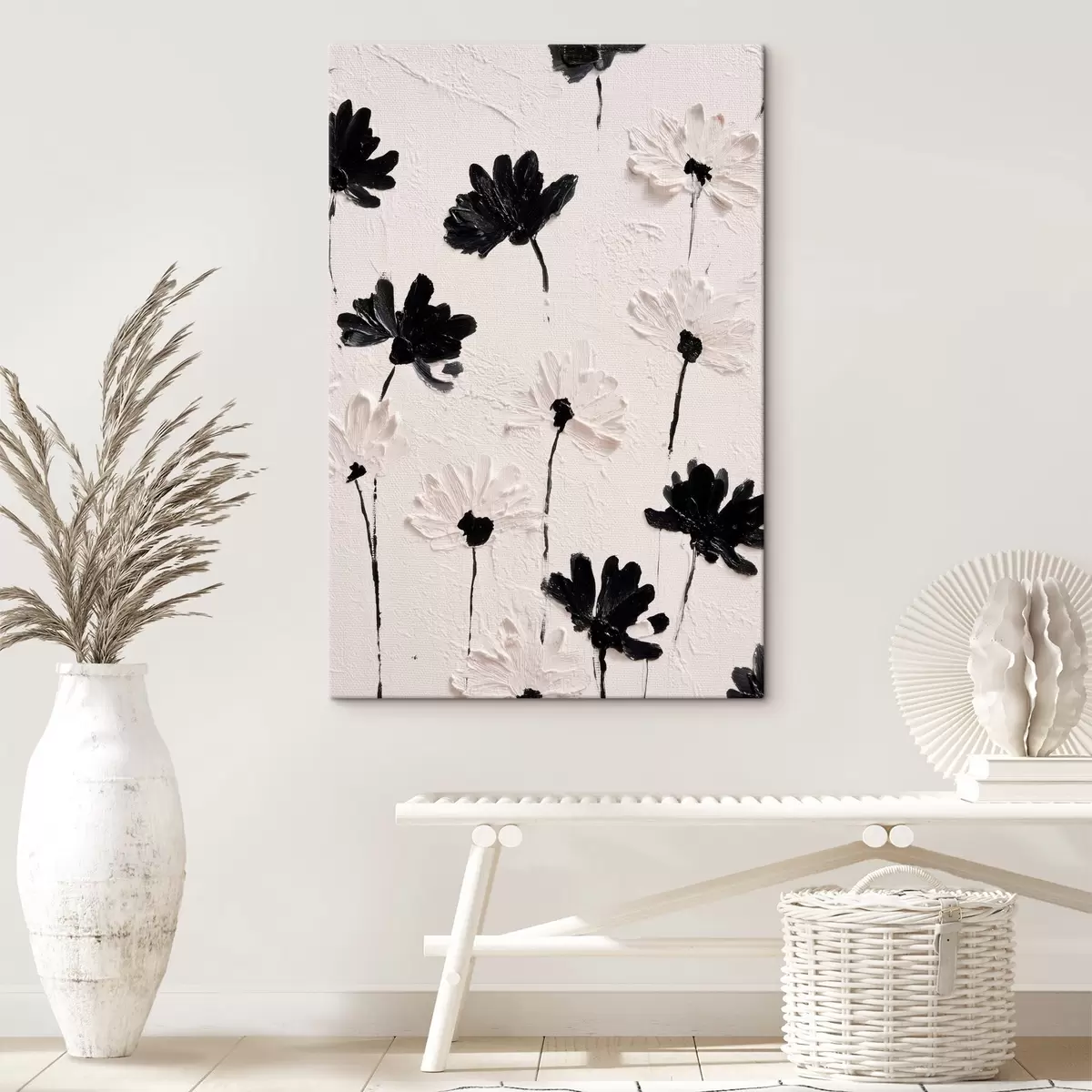 Fototapete Volumetrische Blumen: Impasto-Komposition in monochromen Tönen s45247