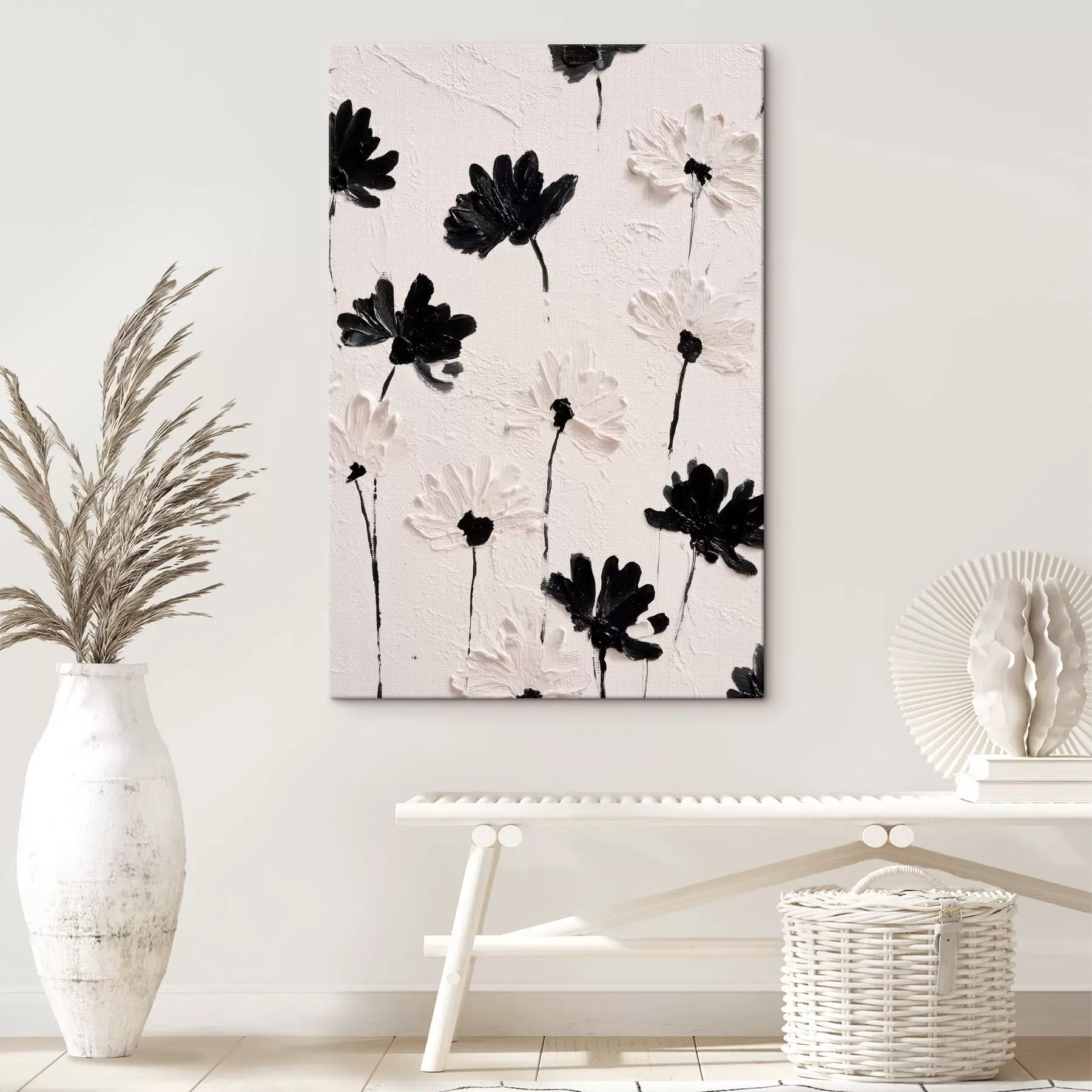 Fototapete Volumetrische Blumen: Impasto-Komposition in monochromen Tönen s45247