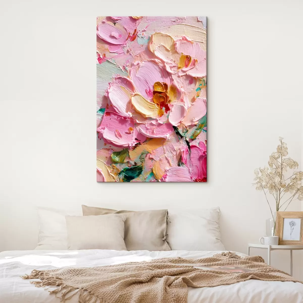 Fototapete Rosa Magnolien: Strukturierte Malerei mit dimensionalen Strichen s45249