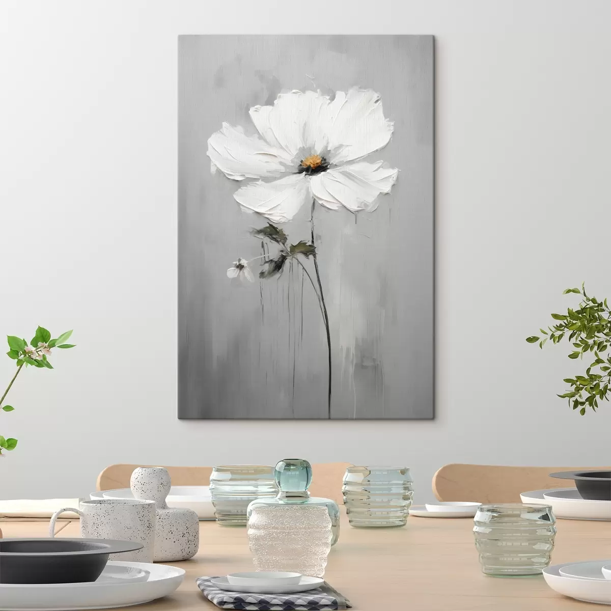 Fototapete Monochrome Blume im volumetrischen Stil s45253