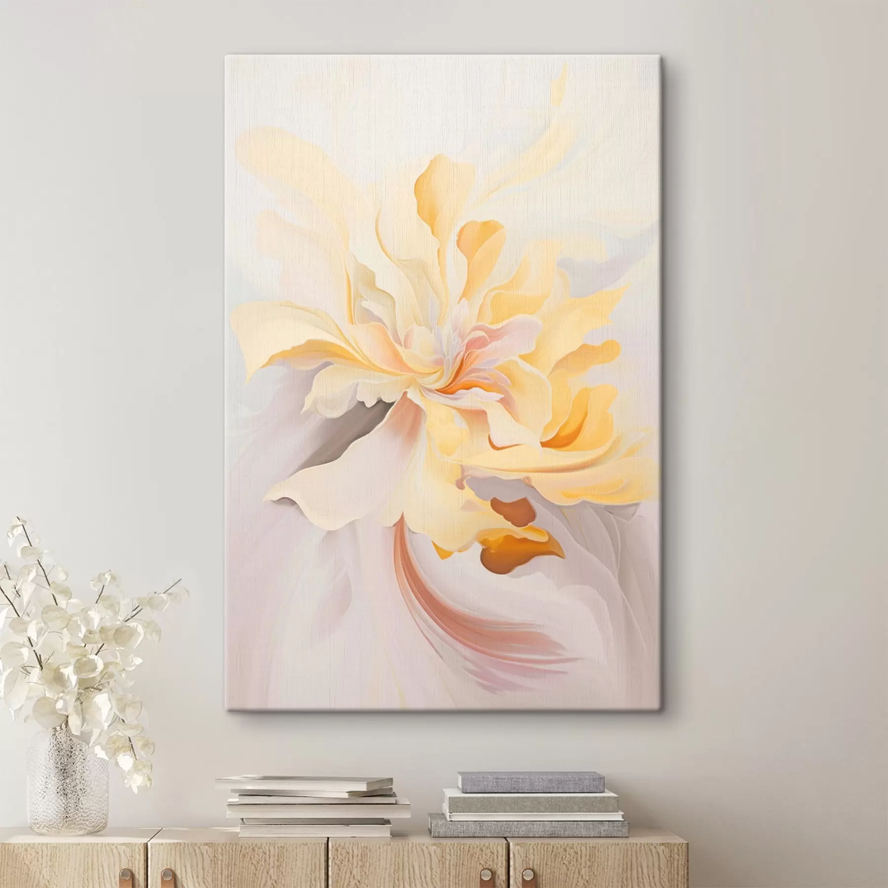 Fototapete Zarte Blume: Abstraktes Gemälde in Pastelltönen s45256