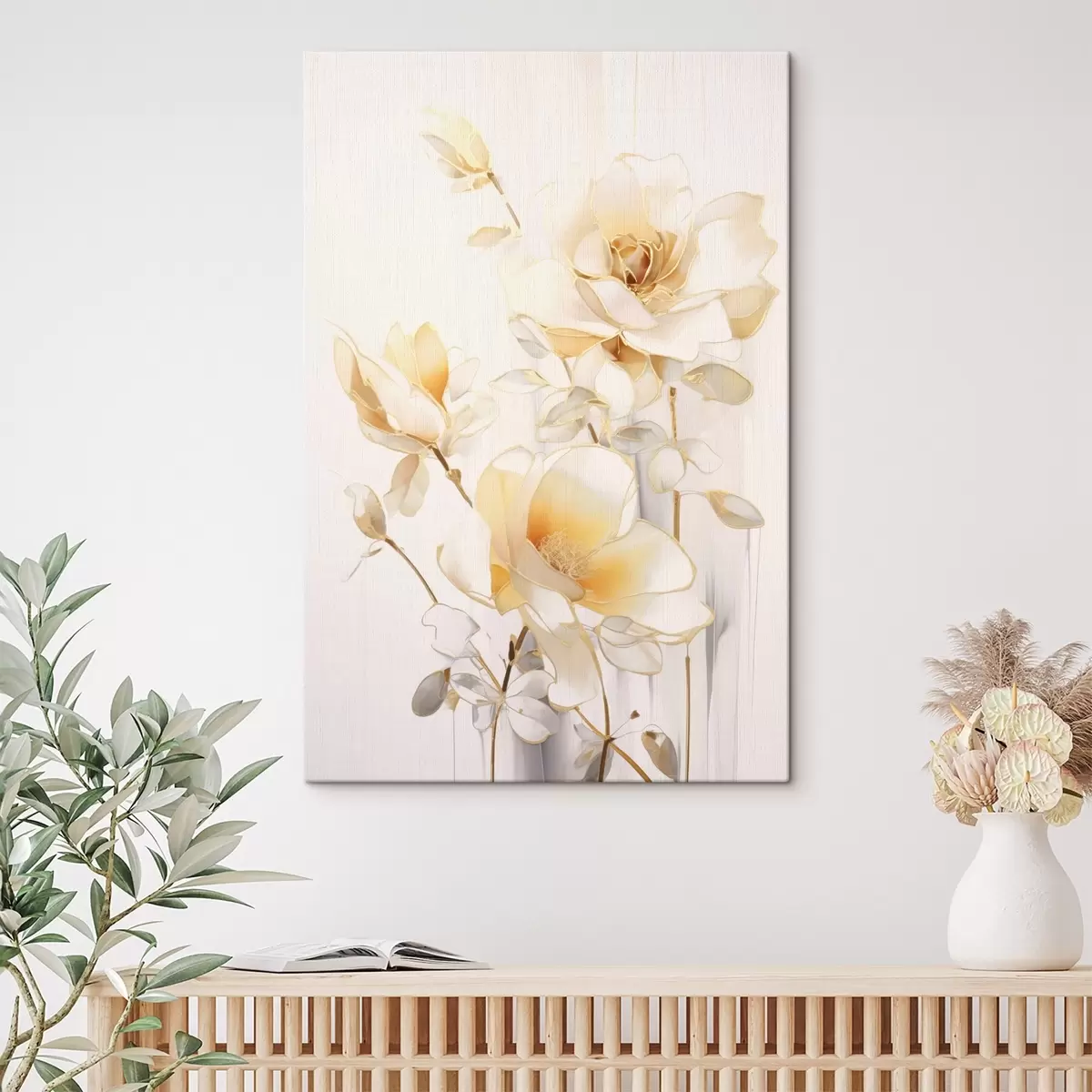 Fototapete Leichte Blumen: Moderne Kunst mit sanften Tönen s45258