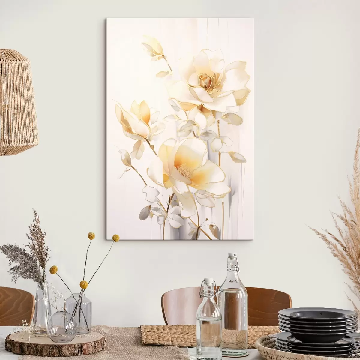 Fototapete Leichte Blumen: Moderne Kunst mit sanften Tönen s45258