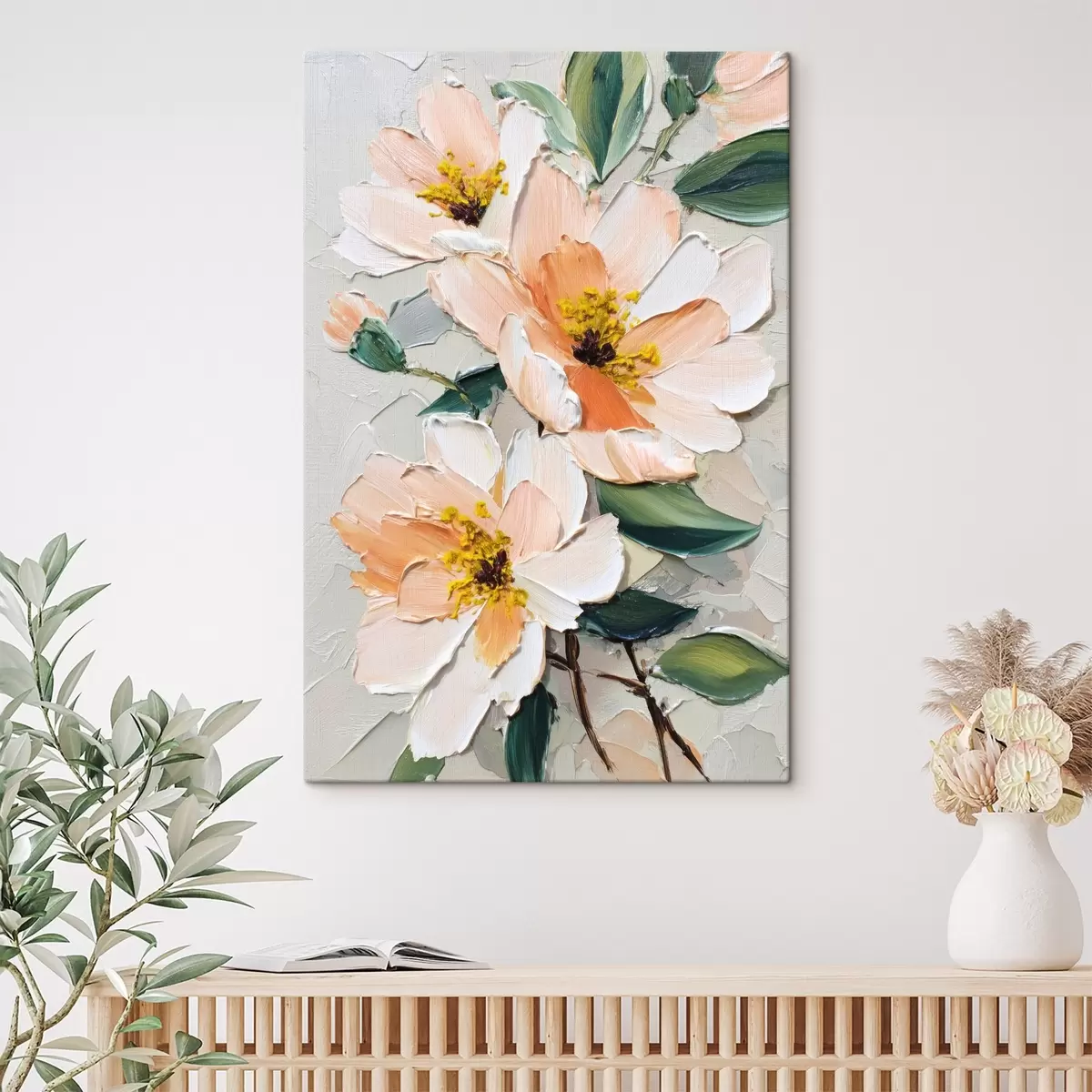 Fototapete Blüten mit weißen Blütenblättern und gelber Mitte s45262