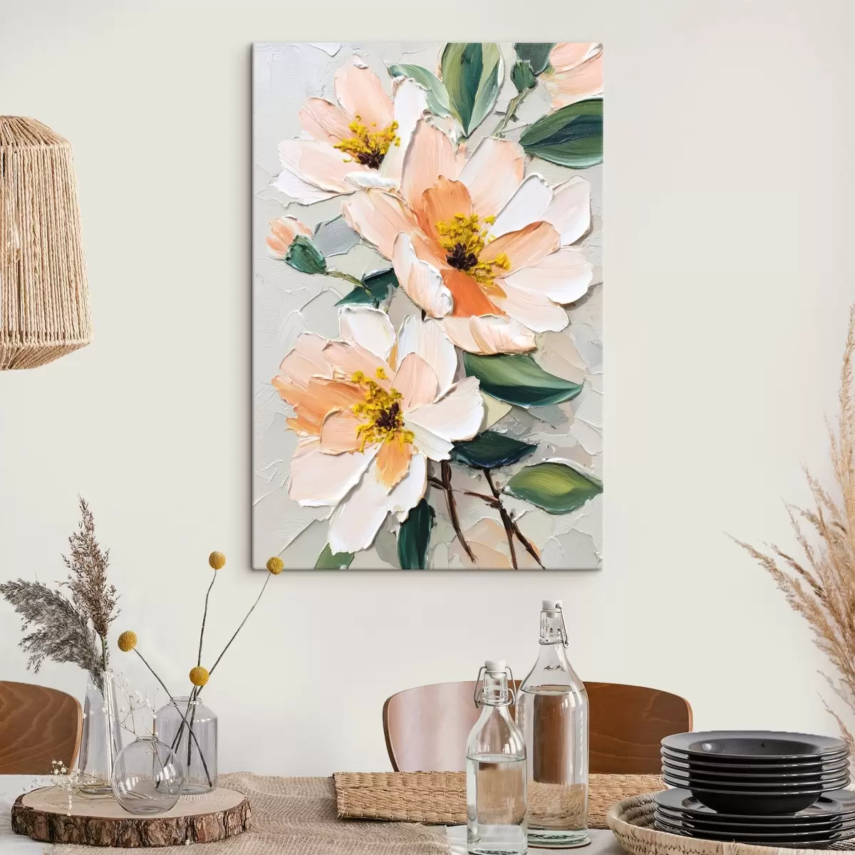 Fototapete Blüten mit weißen Blütenblättern und gelber Mitte s45262