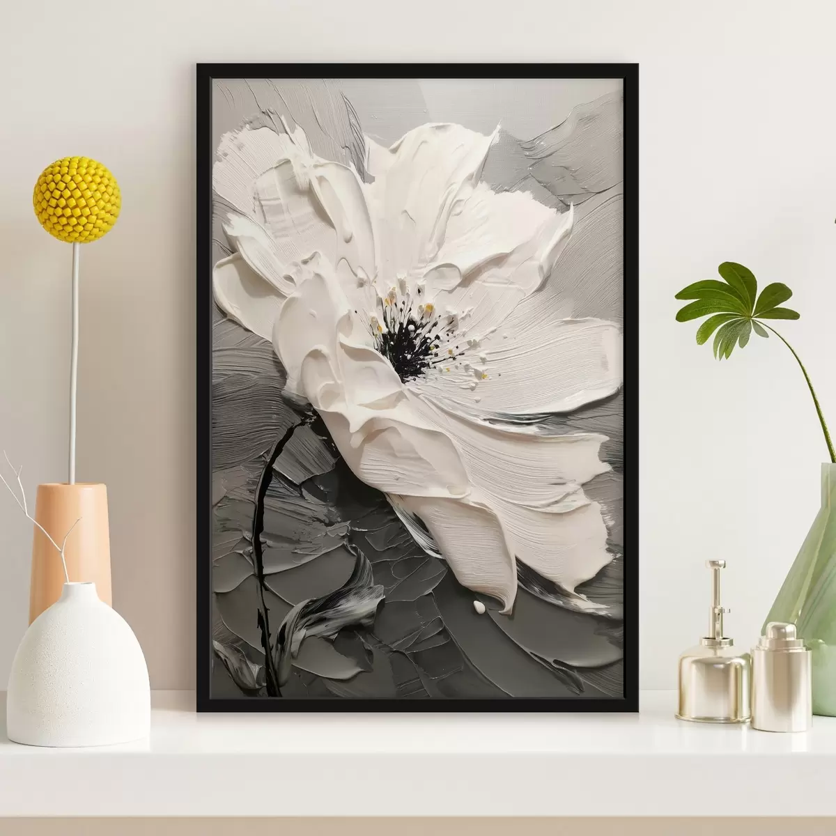 Poster Elegante Blüte: Modernes Gemälde mit geprägter Textur f45246