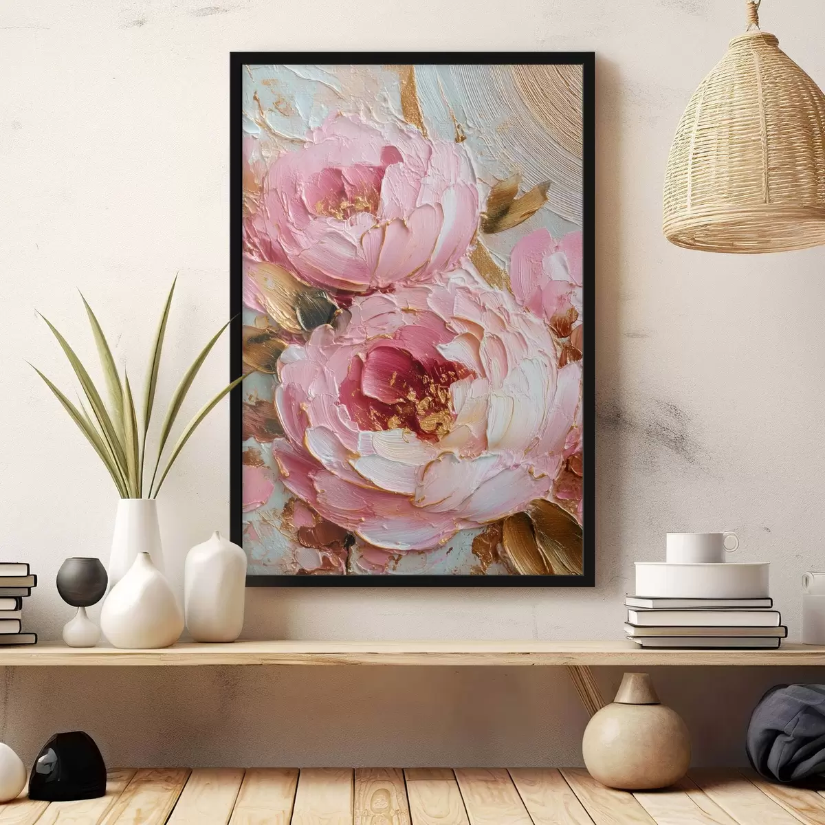 Poster Volumetrische Blütenblätter: Impasto-Kunst mit lebendiger Textur f45251