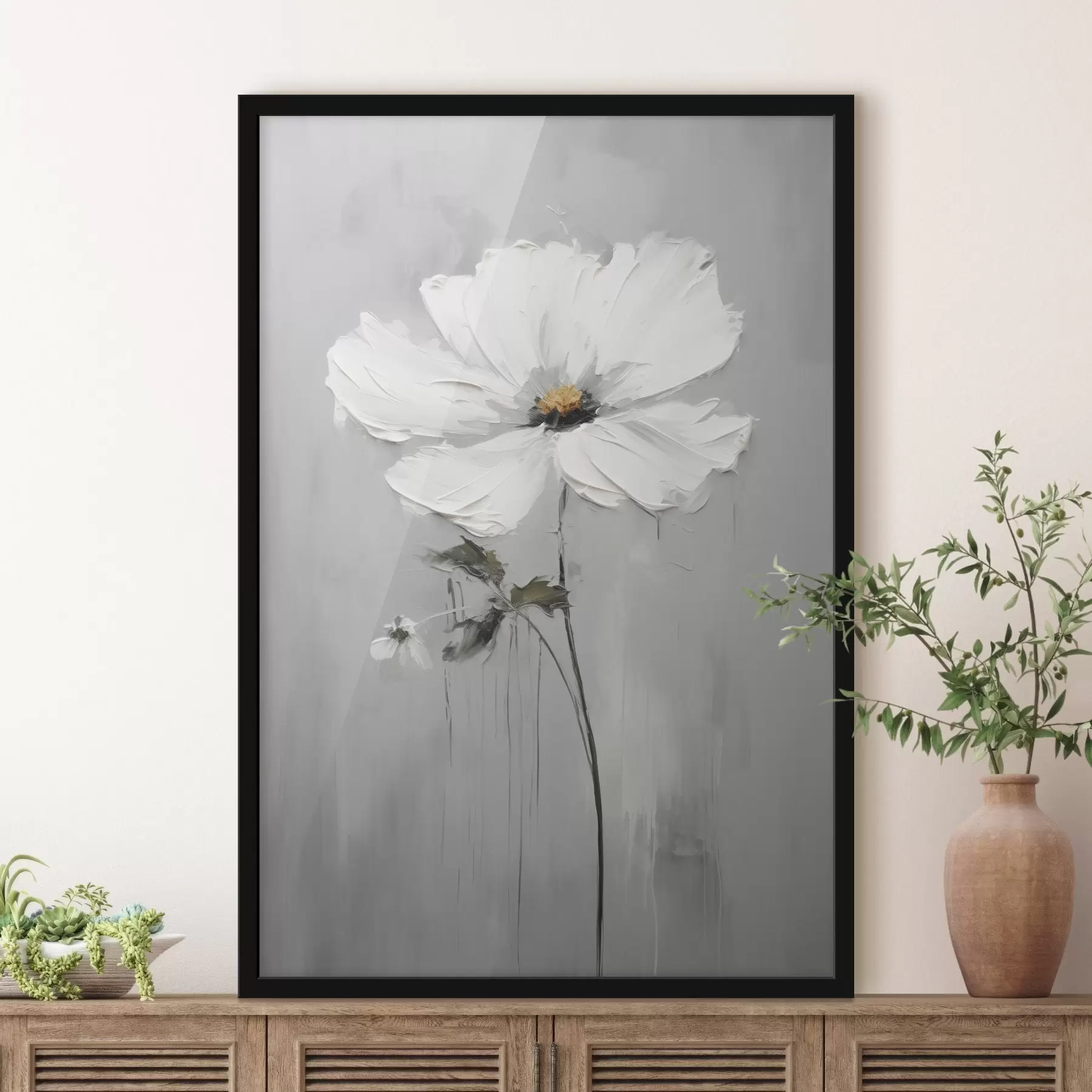 Fototapete Monochrome Blume im volumetrischen Stil f45253