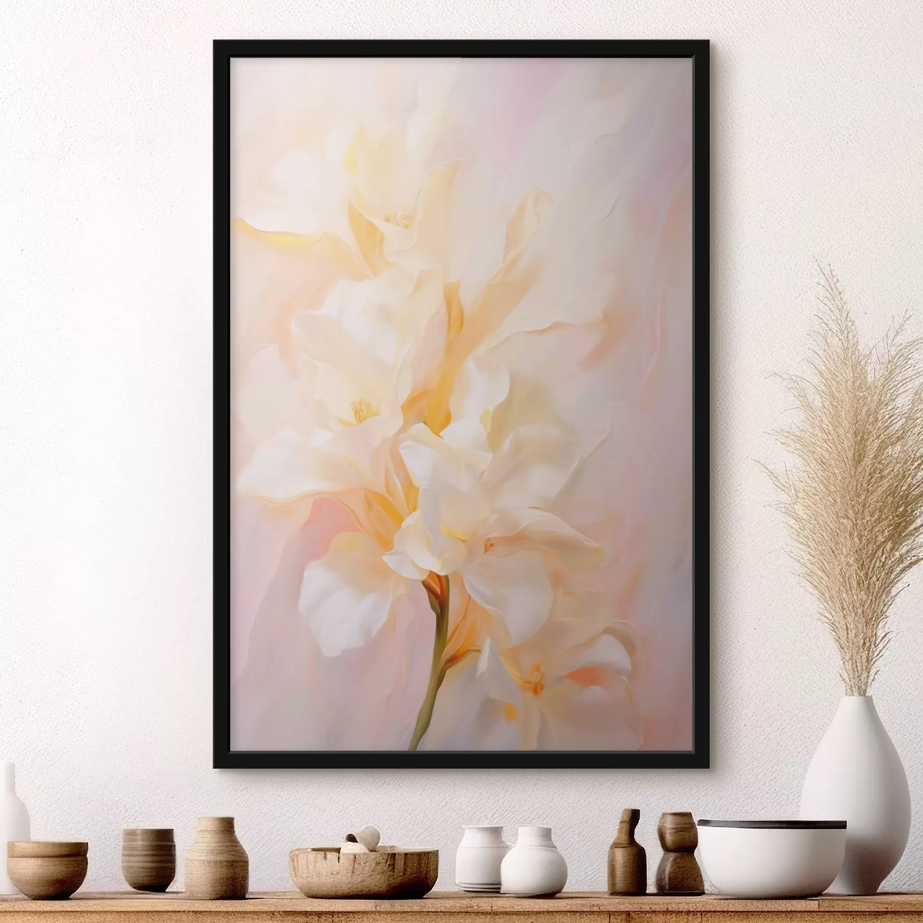 Fototapete Blumenblüte: abstrakte Skizze in hellen Tönen f45257