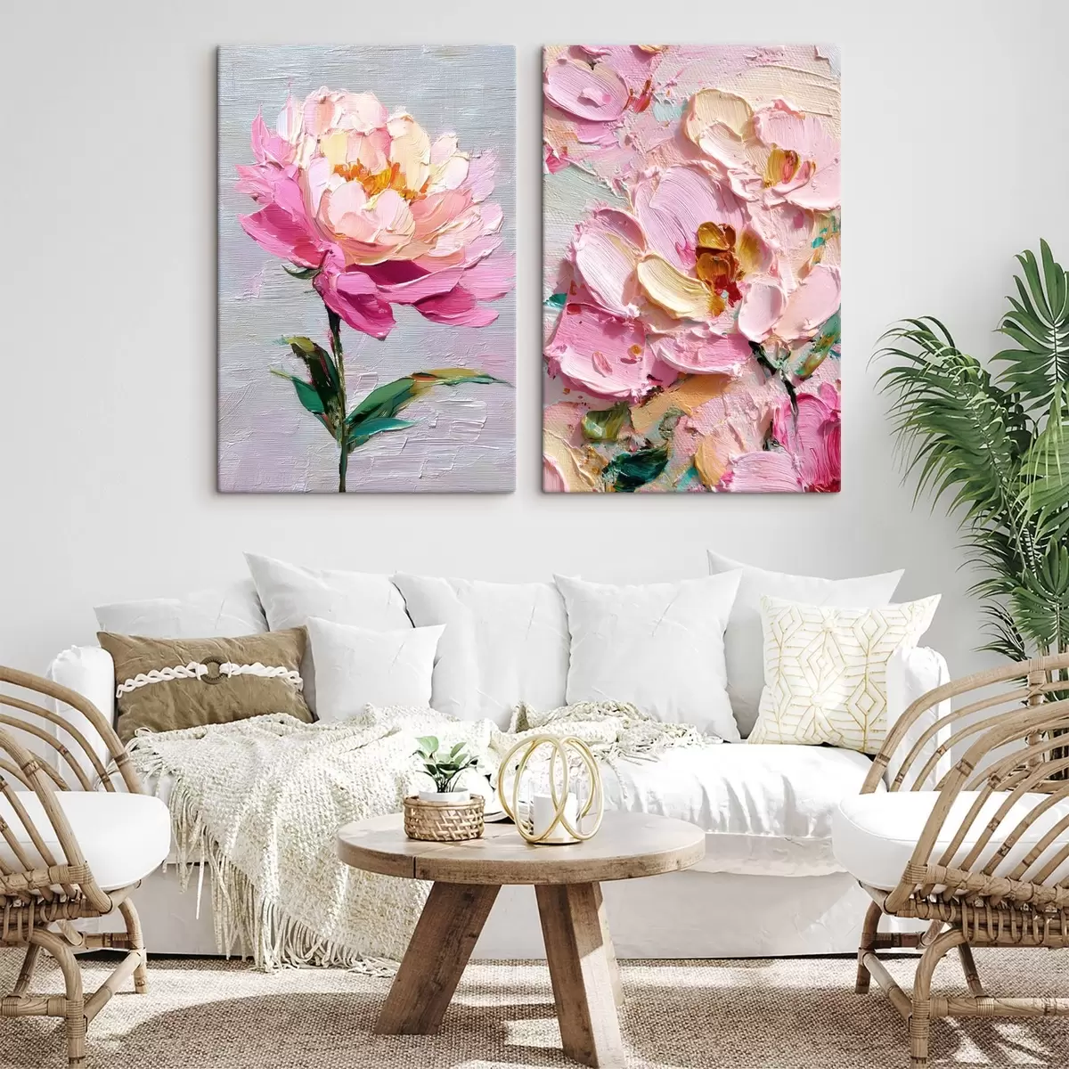 Fototapete Moderne Kunst mit rosa Blumen in volumetrischer Technik m00572