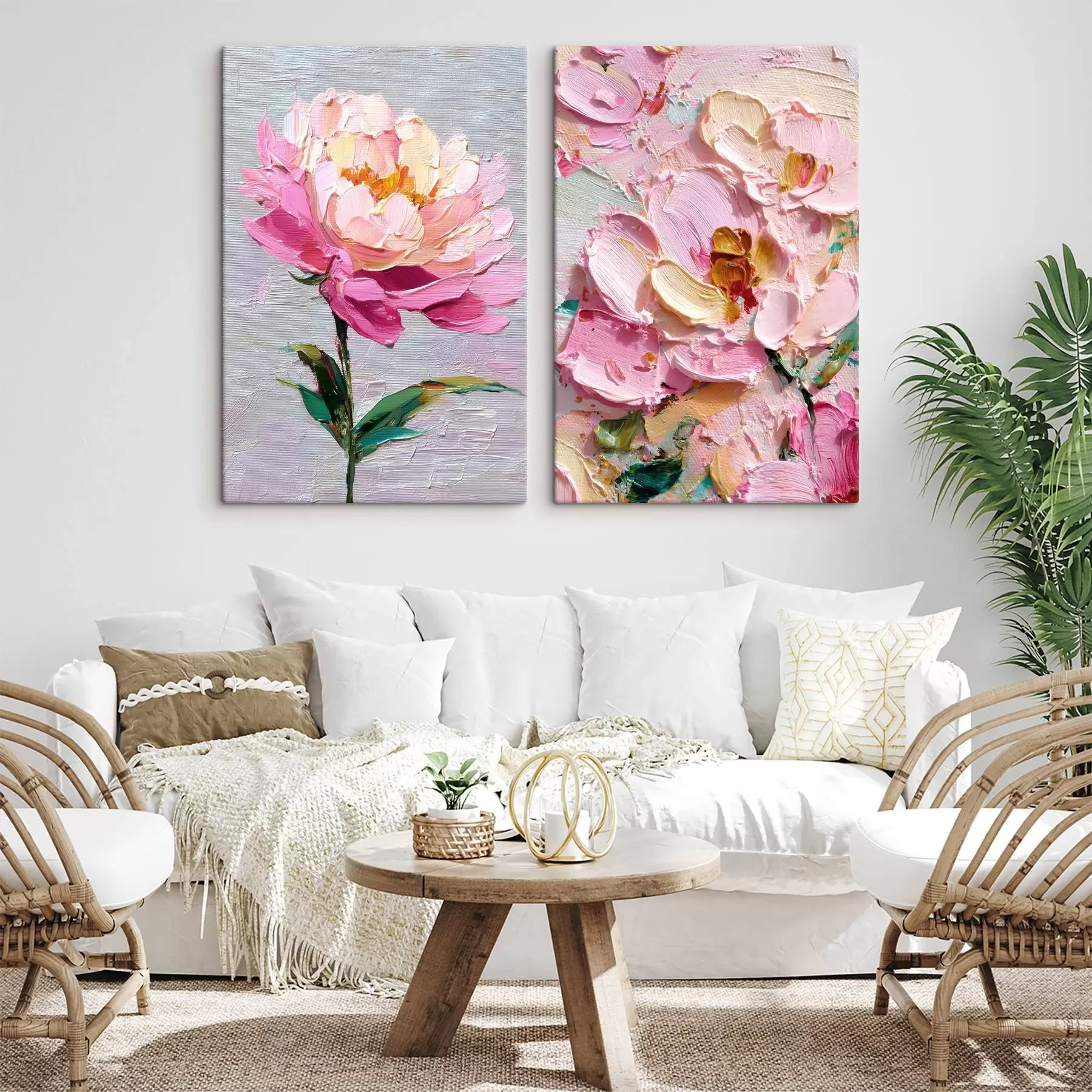 Fototapete Moderne Kunst mit rosa Blumen in volumetrischer Technik m00572