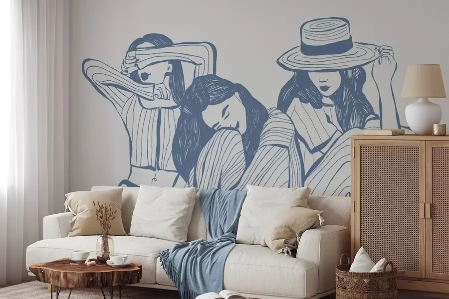 Fototapete Mädchen in Blautönen w04384v1