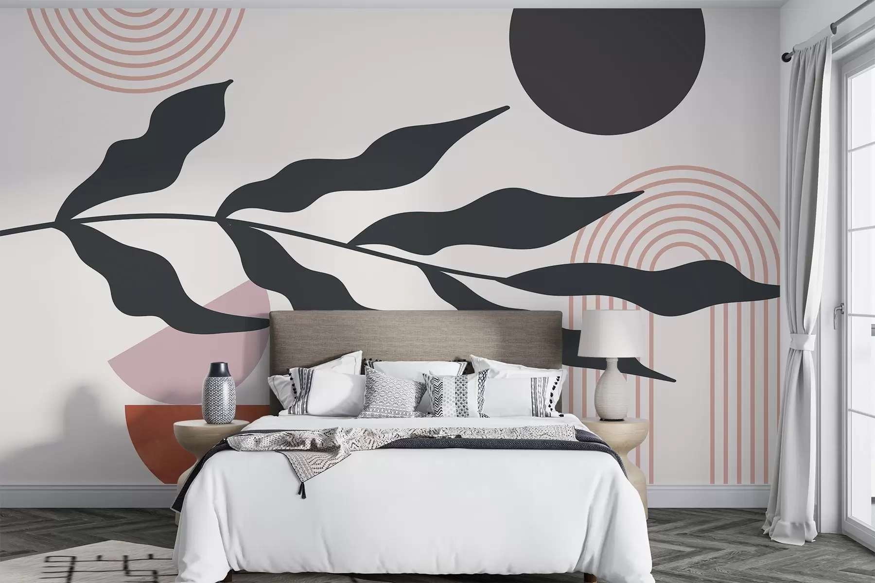 Fototapete Abstraktion, Blätter, lineare Bögen w04386v2