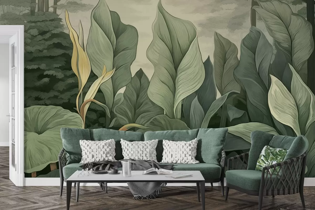 Fototapete Illustration einer tropischen Pflanze im botanischen Stil w04347