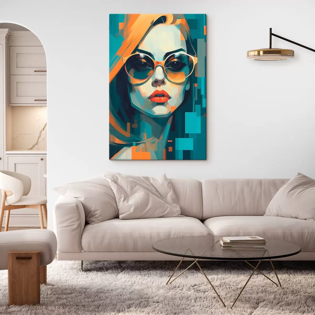 Fototapete Frau mit Sonnenbrille im digitalen Pop-Art-Stil s45327