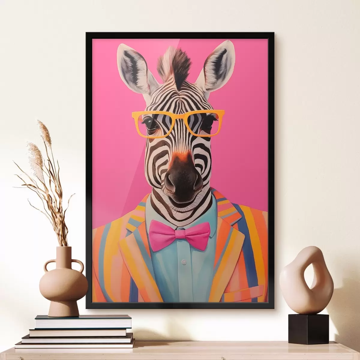 Poster Zebra im Anzug und mit Brille f45307