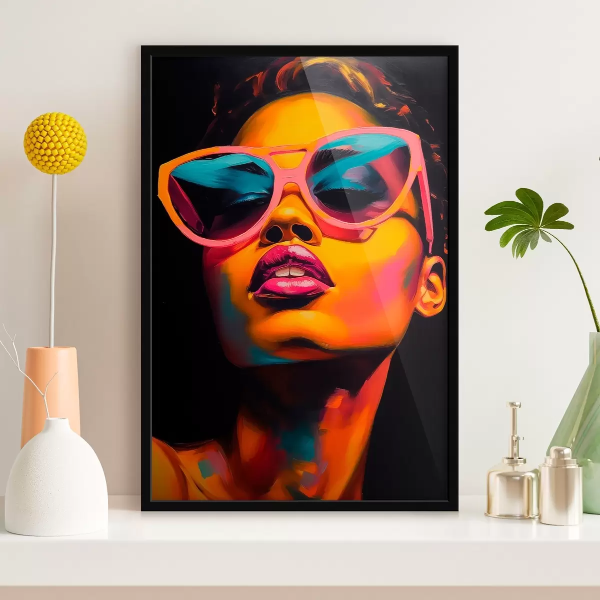 Poster Porträt einer Frau mit Brille f45310